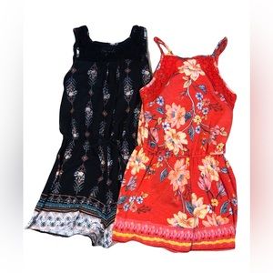 Girls Mudd XXL Size 16 tank top rompers floral and geometric print orange/black